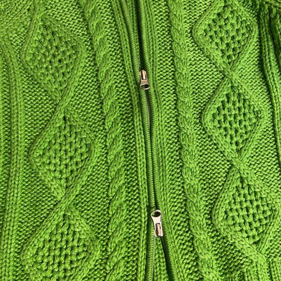 Y2K Kelly Green Cropped Knit Zip-Up - Picture 4 of 4